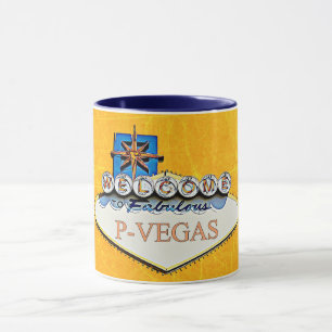 Blue Orange P Vegas Platteville Wisconsin Mug