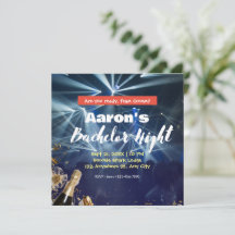 Blue Orange Party Room Bachelor Night Invitation