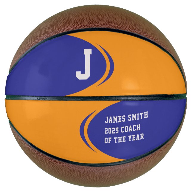 Blue Orange Personalized Basketball (Front)