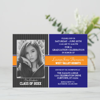 Blue|Orange Photo Graduation Announcements