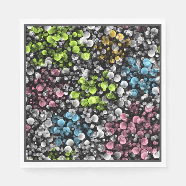 Blue Orange Pink Lime Green Polka Dots Pattern Napkin (Front)