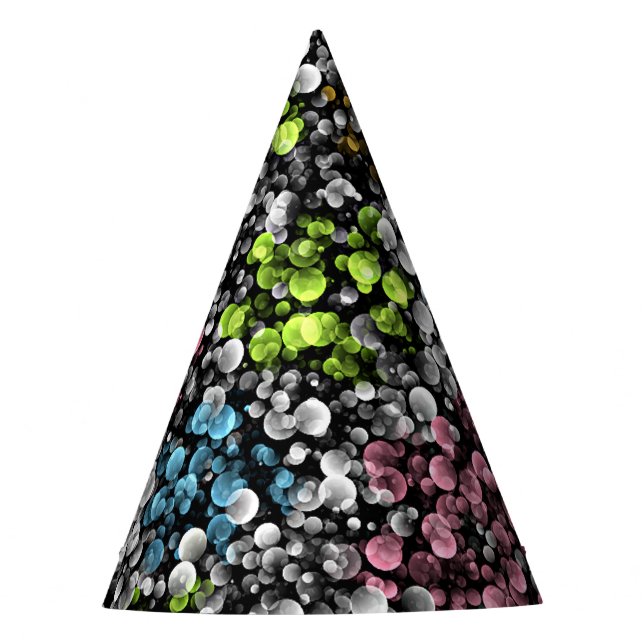 Blue Orange Pink Lime Green Polka Dots Pattern Party Hat (Front)