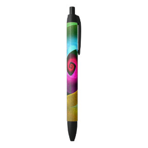 Blue Orange Pink Modern Abstract Art Pattern #24 Black Ink Pen
