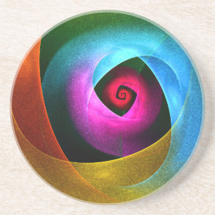 Blue Orange Pink Modern Abstract Art Pattern #24 Coaster