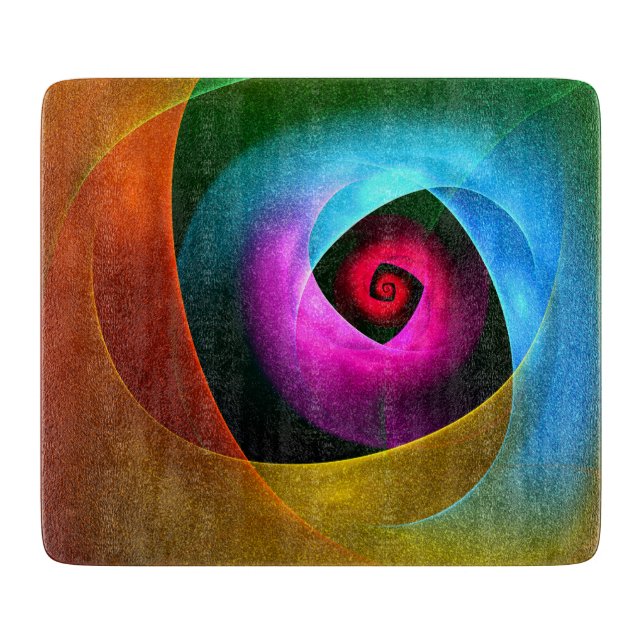 Blue Orange Pink Modern Abstract Art Pattern #24 Cutting Board (Front)
