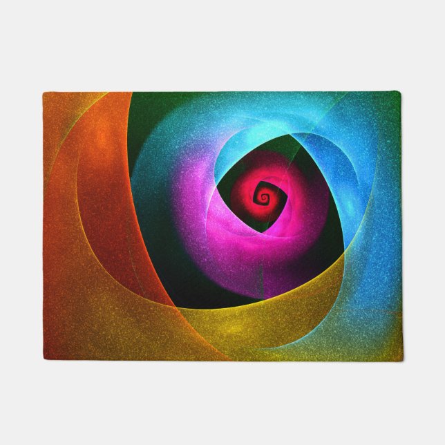 Blue Orange Pink Modern Abstract Art Pattern #24 Doormat (Front)