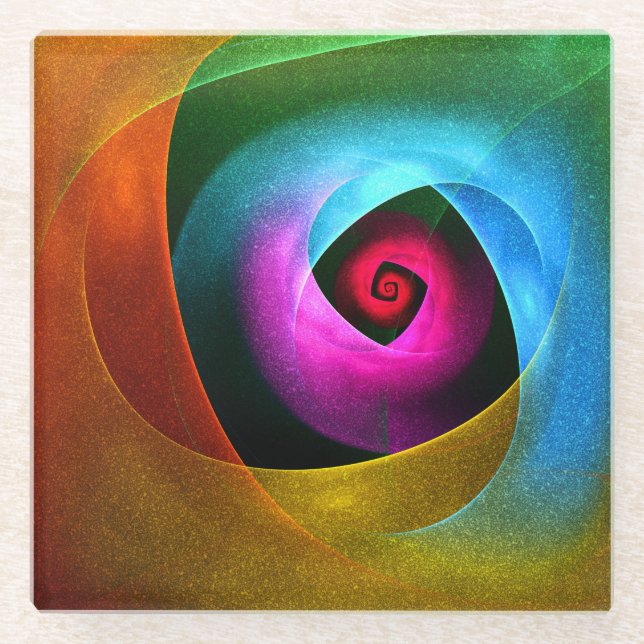 Blue Orange Pink Modern Abstract Art Pattern #24 Glass Coaster (Front)