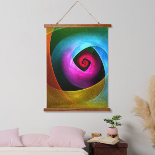 Blue Orange Pink Modern Abstract Art Pattern #24 Hanging Tapestry
