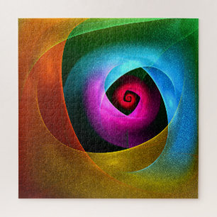 Blue Orange Pink Modern Abstract Art Pattern #24 Jigsaw Puzzle
