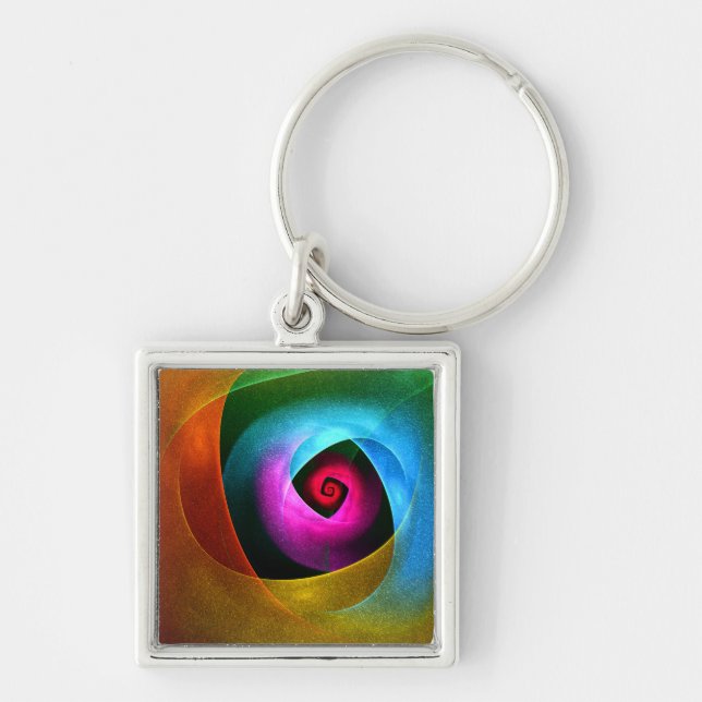 Blue Orange Pink Modern Abstract Art Pattern #24 Keychain (Front)