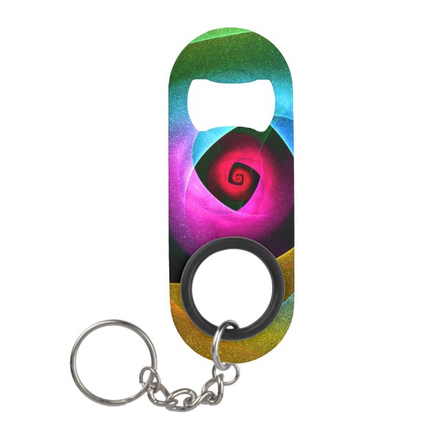 Blue Orange Pink Modern Abstract Art Pattern #24 Keychain Bottle Opener (Front)