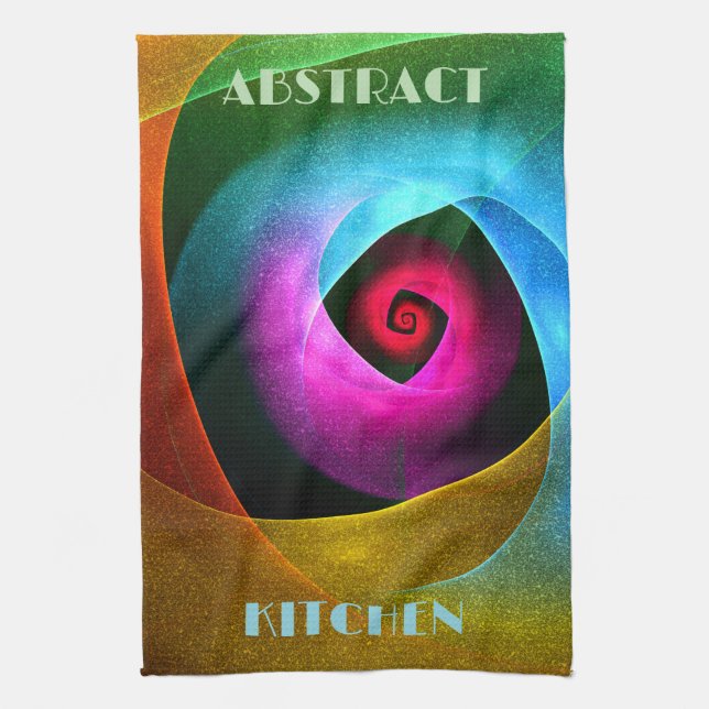 Blue Orange Pink Modern Abstract Art Pattern #24 Kitchen Towel (Vertical)