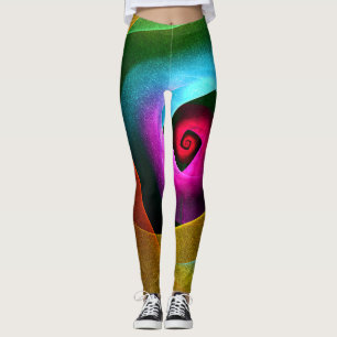 Blue Orange Pink Modern Abstract Art Pattern #24 Leggings