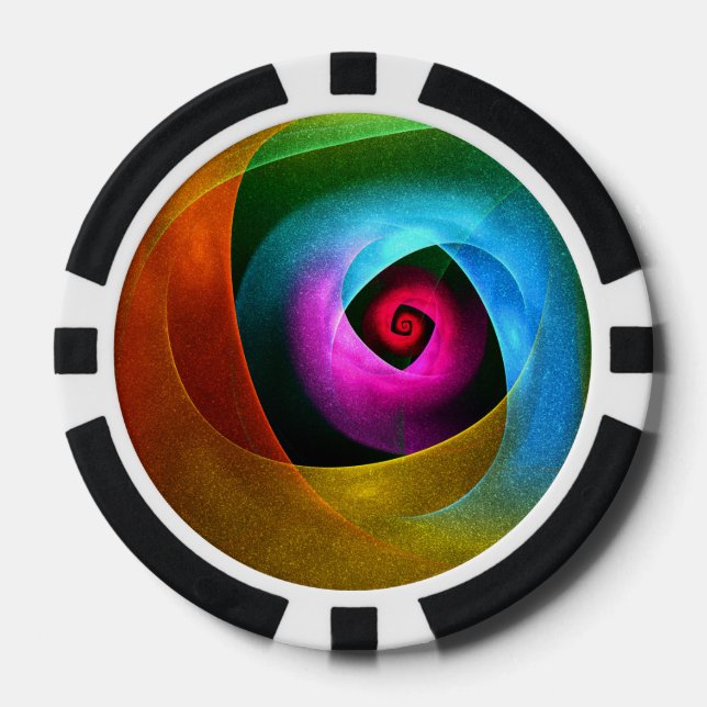 Blue Orange Pink Modern Abstract Art Pattern #24 Poker Chips (Front)