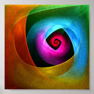 Blue Orange Pink Modern Abstract Art Pattern #24 Poster