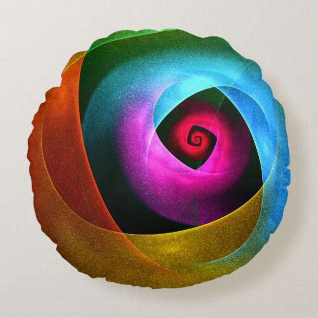 Blue Orange Pink Modern Abstract Art Pattern #24 Round Pillow (Front)