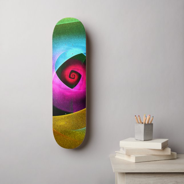 Blue Orange Pink Modern Abstract Art Pattern #24 Skateboard (Wall Art)