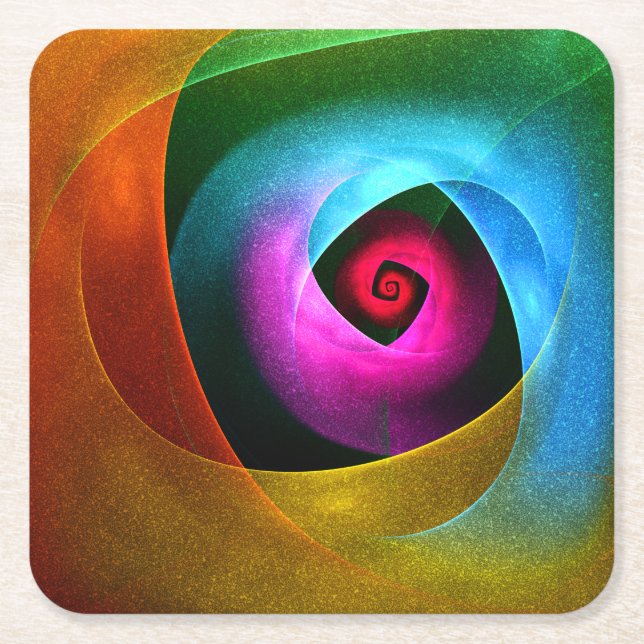 Blue Orange Pink Modern Abstract Art Pattern #24 Square Paper Coaster (Front)