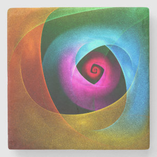 Blue Orange Pink Modern Abstract Art Pattern #24 Stone Coaster