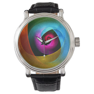 Blue Orange Pink Modern Abstract Art Pattern #24 Watch