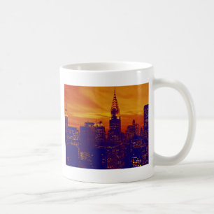 Blue Orange Pop Art New York City Coffee Mug