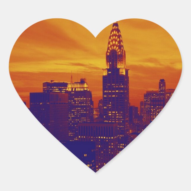 Blue Orange Pop Art New York City Heart Sticker (Front)