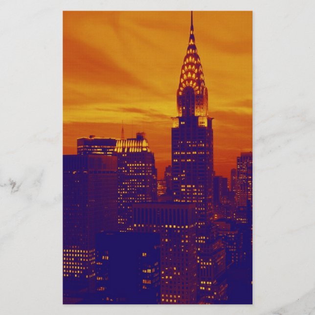 Blue Orange Pop Art New York City Stationery (Front)
