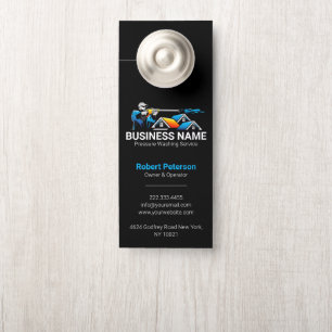Blue Orange Pressure Washing House Logo Door Hanger