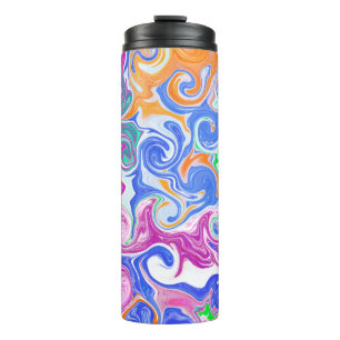 Blue, Orange, Purple and Teal  Fluid Art   Thermal Tumbler