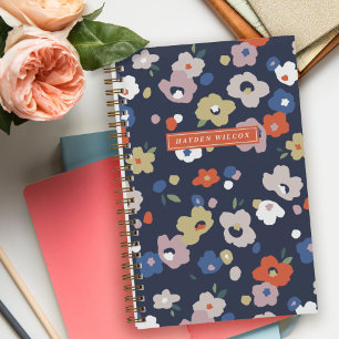 Blue Orange Purple Floral Spiral-Bound Notebook