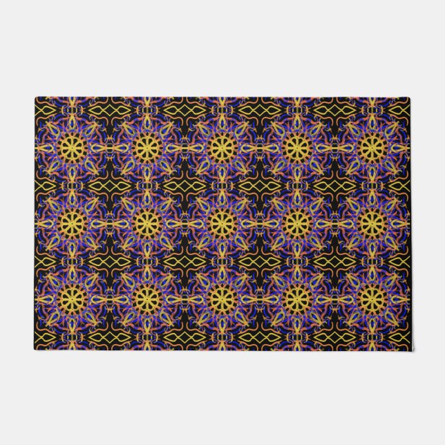 Blue Orange Purple Yellow Mechanical Drawing Doormat (Front)
