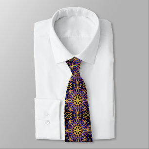 Blue Orange Purple Yellow Mechanical Drawing Tie