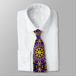 Blue Orange Purple Yellow Mechanical Drawing Tie