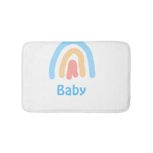 blue orange rainbow baby add name text bath mat