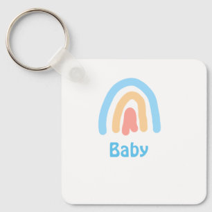 blue orange rainbow baby add name text keychain