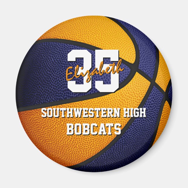 blue orange school basketball team colours magnet (Front)