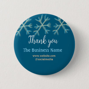 Blue orange snowflakes add business name christmas 2 inch round button