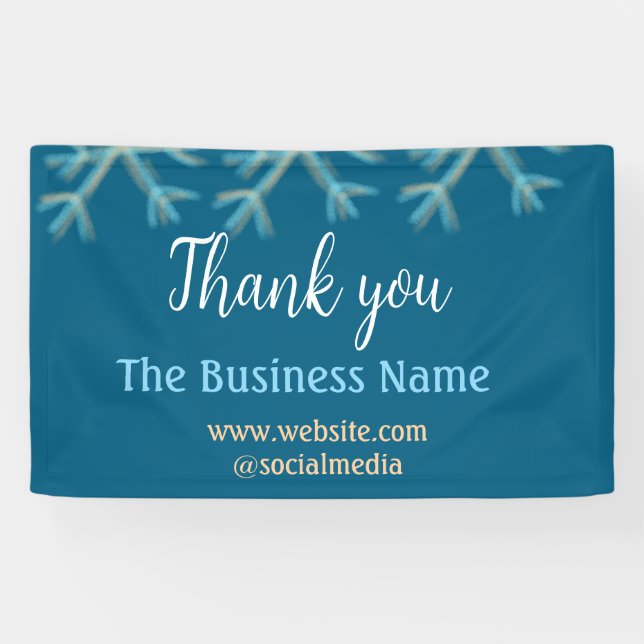 Blue orange snowflakes add business name christmas banner (Horizontal)
