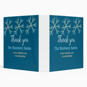 Blue orange snowflakes add business name christmas binder