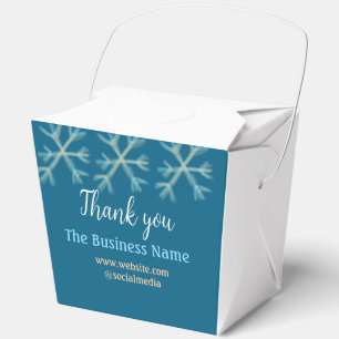 Blue orange snowflakes add business name christmas favor box