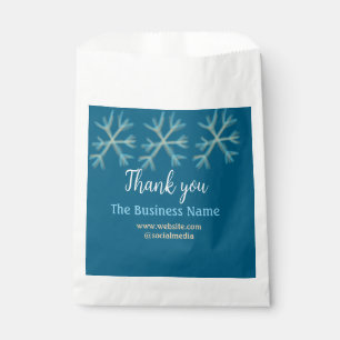 Blue orange snowflakes add business name christmas favour bag