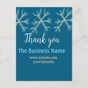 Blue orange snowflakes add business name christmas postcard