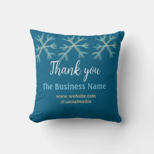 Blue orange snowflakes add business name christmas throw pillow