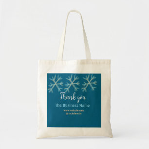Blue orange snowflakes add business name christmas tote bag