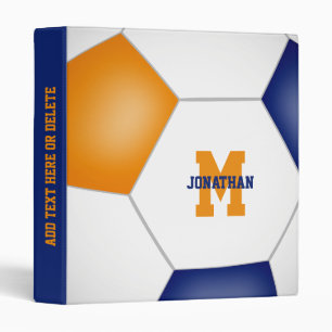 blue orange soccer team colours kids scrapbook binder