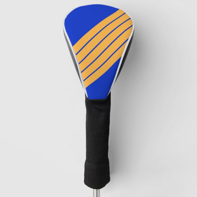 Blue Orange Striped 70s 80s Classic Retro Stripes Golf Head Cover (Front)