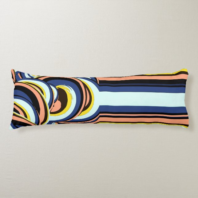 Blue Orange Swirl Wavy Lines Pattern Body Pillow (Front)