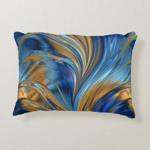 Blue orange swirls accent pillow