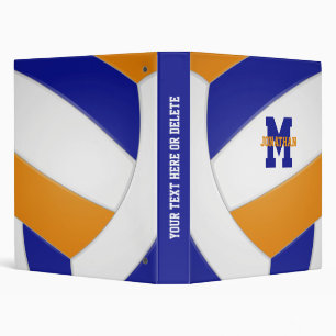 blue orange team colors boys girls volleyball binder