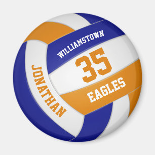 blue orange team colours boys girls volleyball magnet
